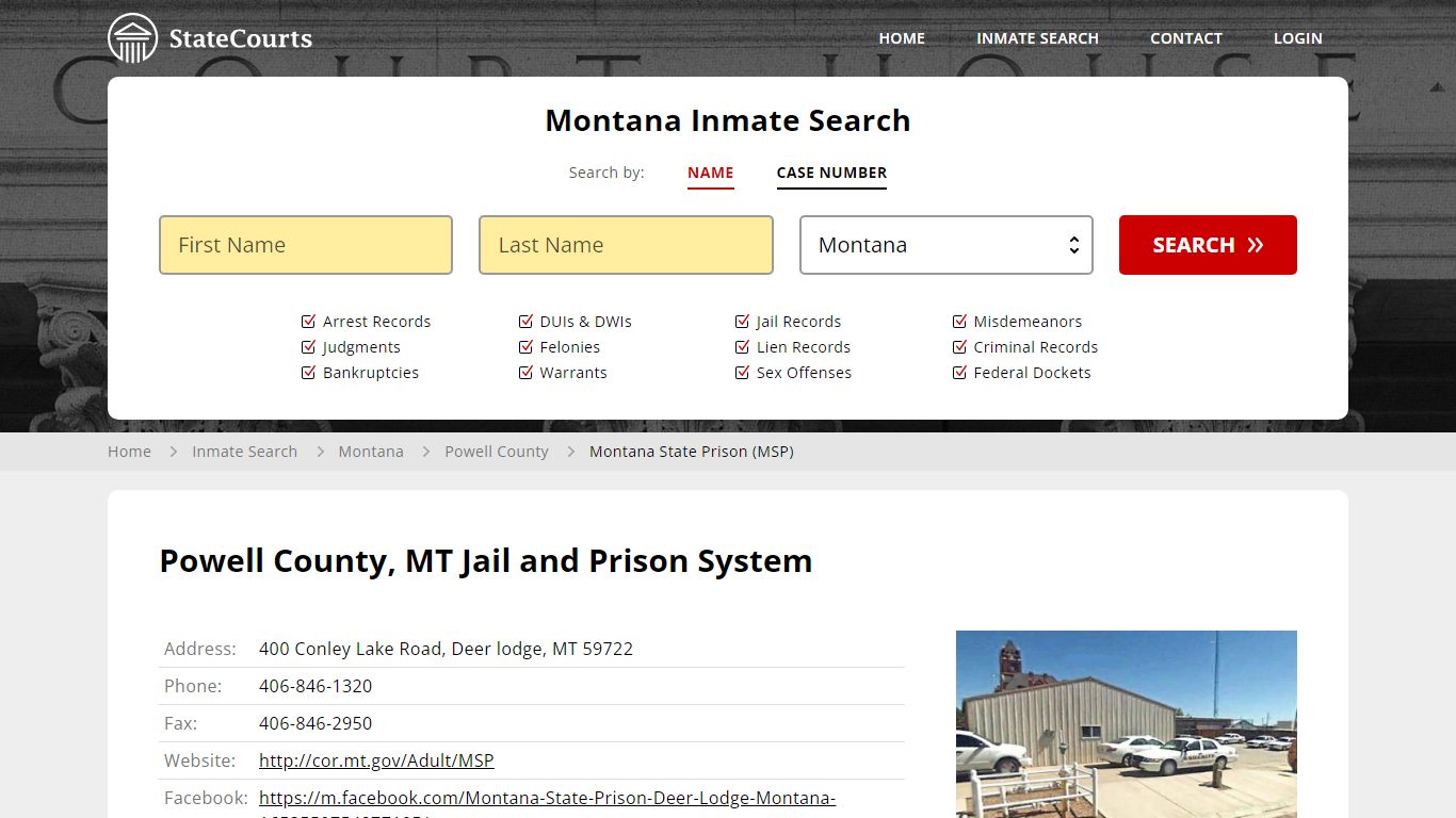 Montana State Prison (MSP) Inmate Records Search, Montana - StateCourts